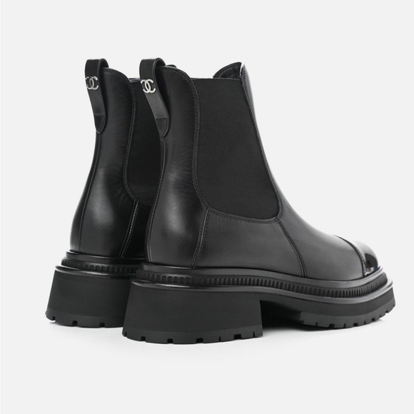 CHANEL Black Ankle Chealsea Boots - Picture 3 of 9